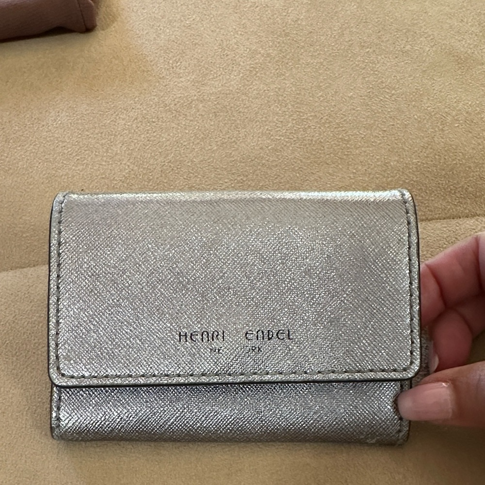 Henri Bendel Metallic Silver change purse wallet